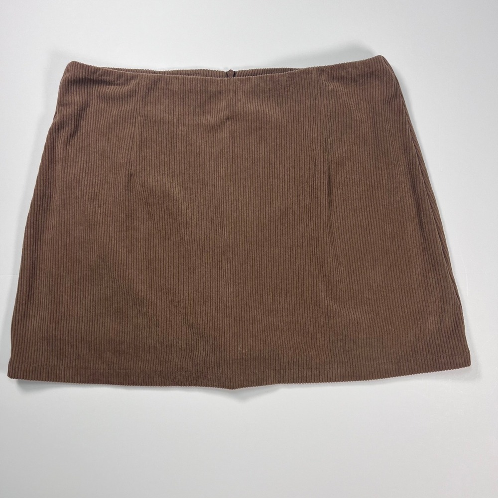 Halara Skort Women Large Brown Corduroy Mini Built-in Shorts Back Zip Casual - Picture 1 of 9